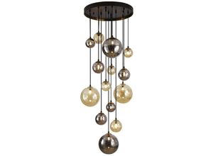 8435435333300 - Schuller Lighting - Schuller dark 14-flammige Cluster-Pendel-Deckenleuchte Schwarz Messing 2-Ton-Kristall G9