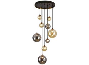 8435435333348 - Schuller Lighting - Schuller dark 9-flammige Cluster-Pendel-Deckenleuchte Schwarz Messing 2-Ton-Kristall G9