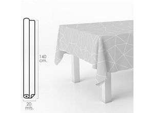 8435450436987 - Oryx - Schmutzabweisende Tischdecke Wachstuchrolle 140 cm x 20 Meter Geometrisches Grau