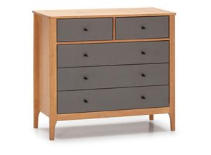 8435487726280 - Vs Venta-stock - Nachtkommode Luca 5 Schubladen Eiche Massivholz 90 cm (b) 40 cm (t) 82 cm (h) - Holz