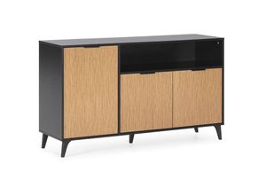 8435487744987 - Vs Venta-stock - Sideboard Denis 3 türen 1 loch Schwarz Holzfarbe - schwarz