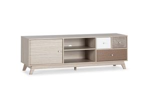 8435487745045 - Vs Venta-stock - TV-Schrank Maia 1 tür 3 bunten schubladen - Mehrfarbig