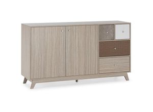 8435487745069 - Vs Venta-stock - Sideboard Maia 2 türen 4 bunten schubladen - Mehrfarbig