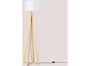 8435507946179 - Sklum - Stehlampe aus Holz Bayah Weiss - Weiss
