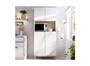 8435511460418 - Dekit - Küchenschrank 80x40x189 cm mattweiß und Natureiche mit vier Türen - Gubbio