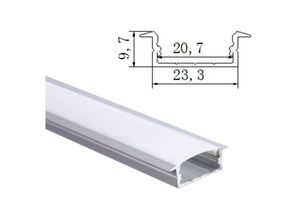 8435523807294 - Aluminiumprofil led 2 Meter einbettet 233 97 mm mit Deckel - Jandei