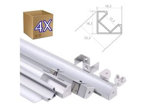 8435523822006 - 4 1 Meter Aluminiumprofil led -Streifen -Ecke mit durchscheinender Kappe 193x193mmm - Jandei