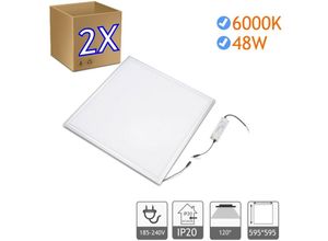 8435523822297 - Jandei - 2x led -Panel 60 x 60 cm 48W kaltes Licht 6000K Weißer Rahmen 100 Lumen pro Watt 48000 Real Lumens