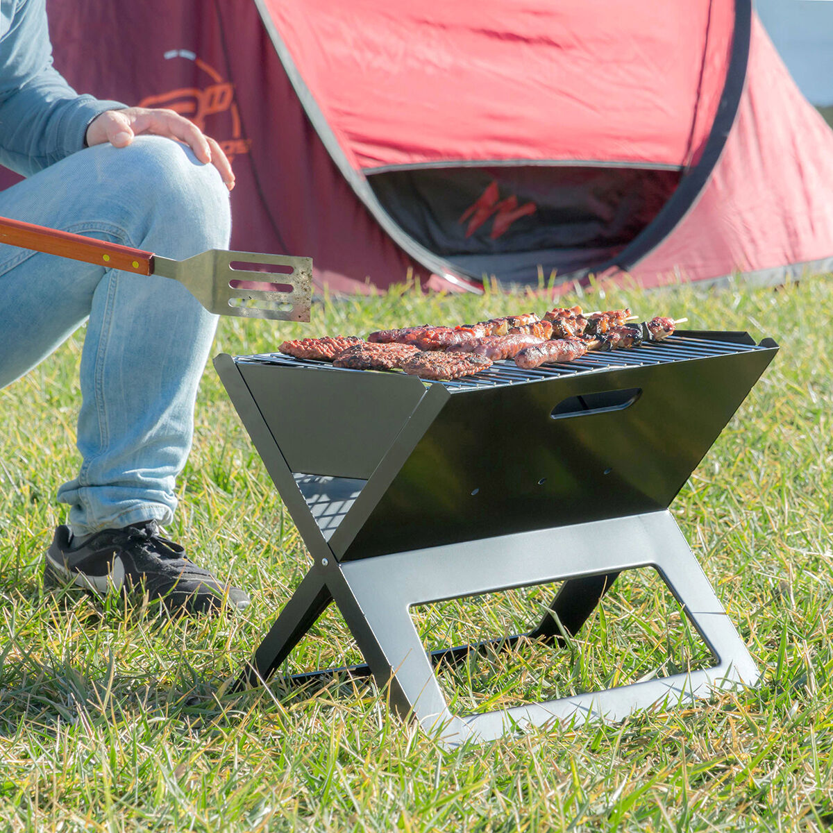 8435527817916 - Zusammenklappbarer tragbarer Grill zur Verwendung mit Holzkohle FoldyQ InnovaGoods