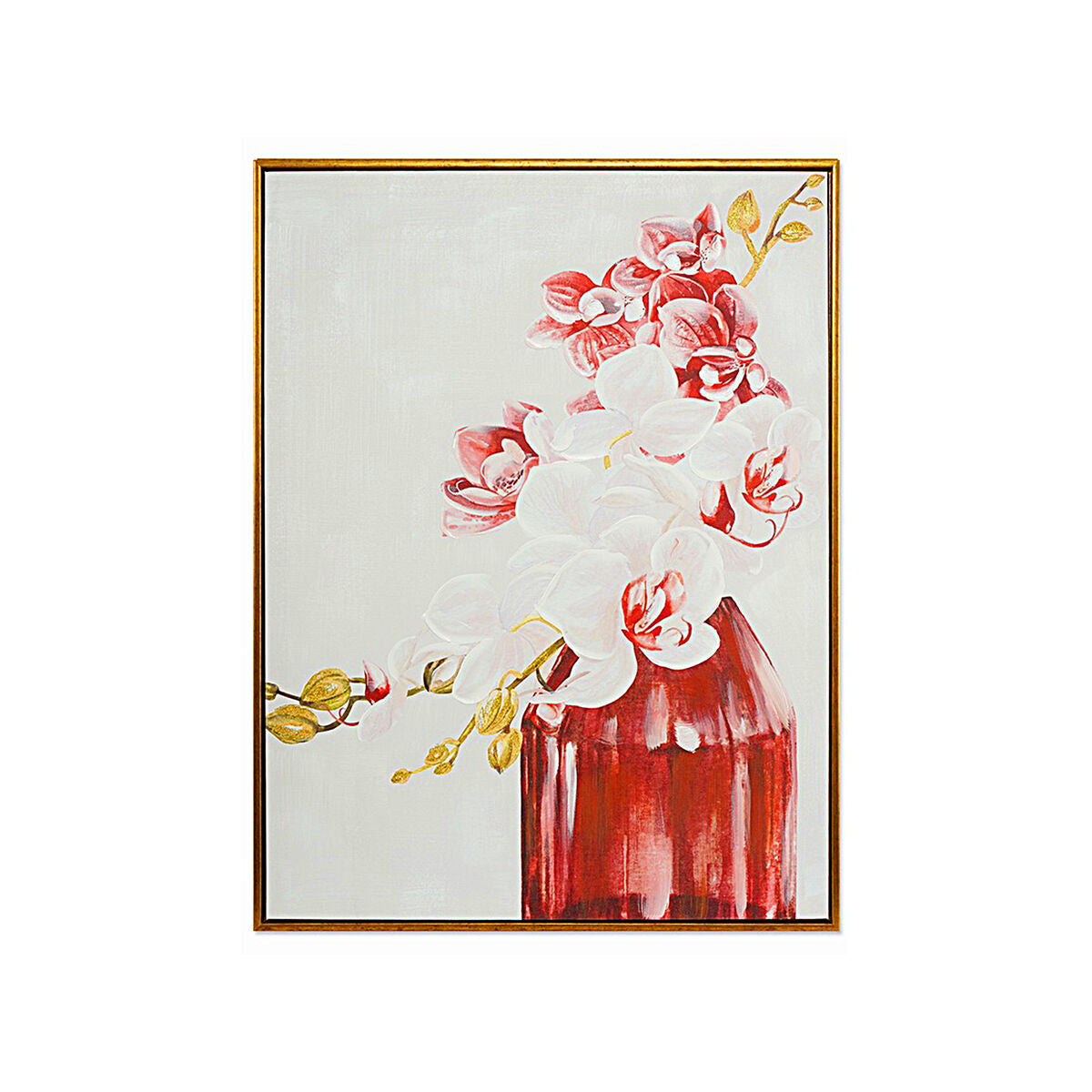 8435547185453 - Bild Weiß Rot Leinwand Blomster 60 x 80 x 4 cm