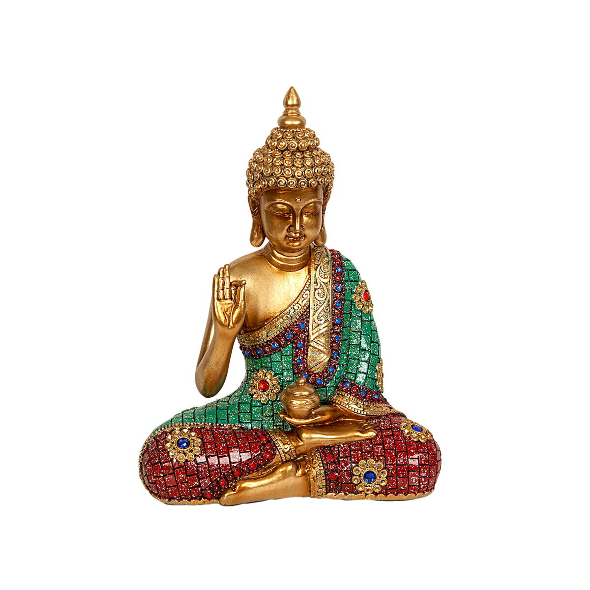 8435547191232 - Decorative Figure Golden Resin Buddha 22 x 29 x 10 cm