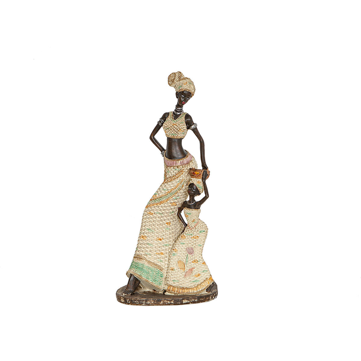 8435547194042 - Decorative Figure Multicolour Resin African Woman Girl 18 x 38 x 14 cm