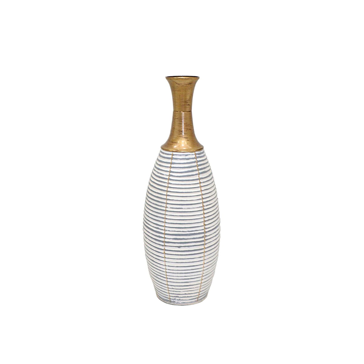 8435547194752 - Floor vase White Golden Metal 20 x 62 x 20 cm