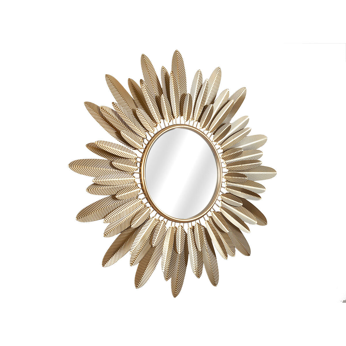 8435547199238 - Wall mirror Golden Metal Feathers 90 x 80 x 4 cm Circular