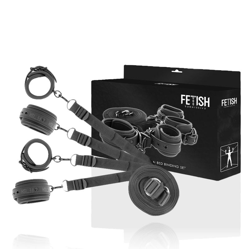 8435565902247 - FETISH SUBMISSIVE - SET AUS HANDSCHELLEN UND KRAWATTEN MIT NOPRENE-FUTTER