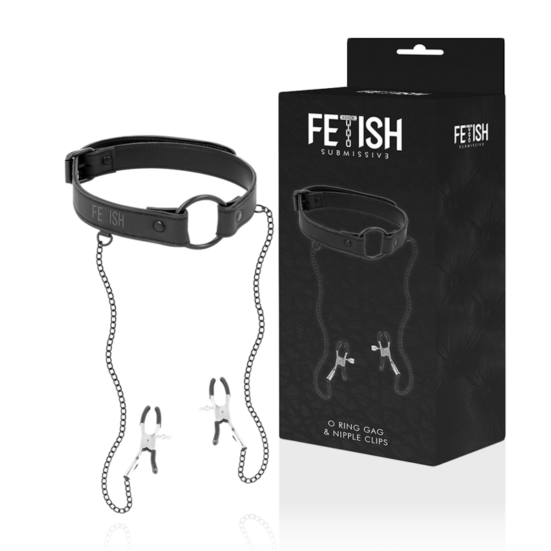 8435565902254 - FETISH SUBMISSIVE - KNEBELRING MIT NIPPELKLEMMEN