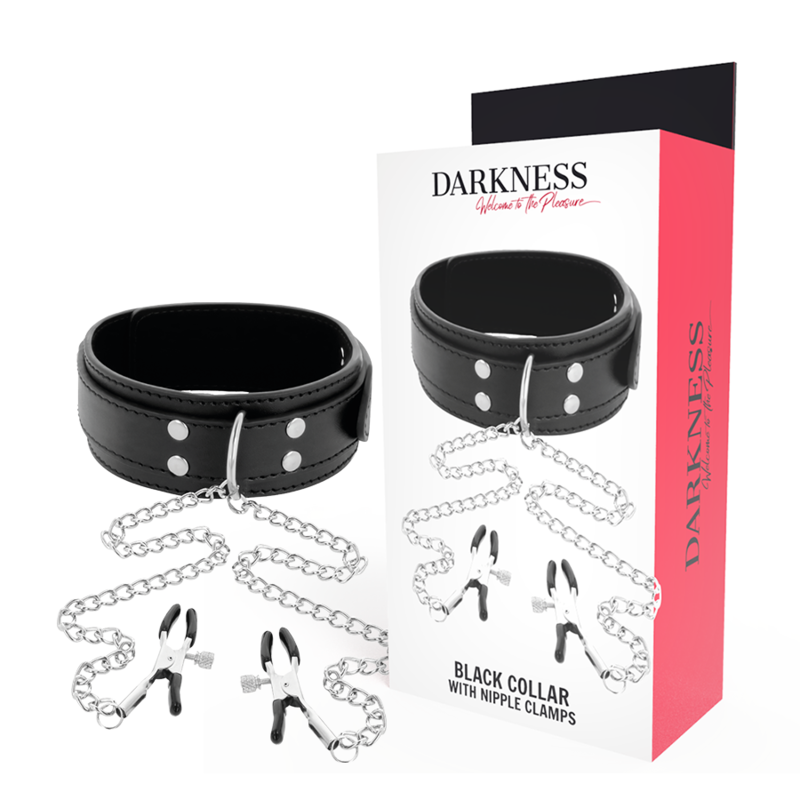 8435565904098 - DARKNESS - HALSBAND MIT NIPPELKLAMMERN SCHWARZ