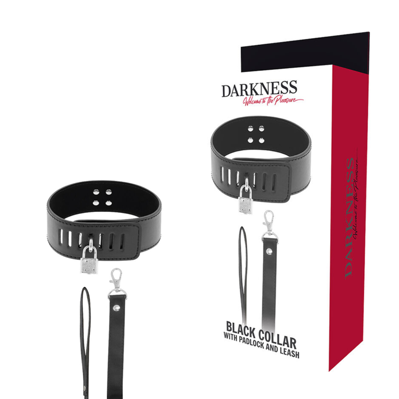 8435565912031 - DARKNESS - BDSM-HALSBAND MIT SCHWARZEM SCHLOSS