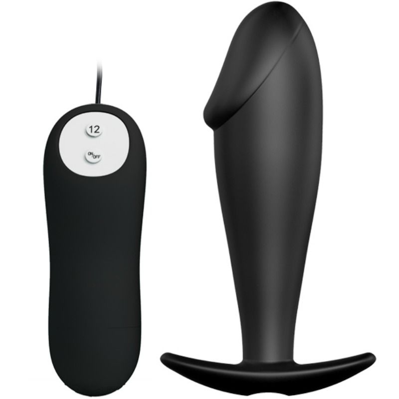 8435565921262 - PRETTY LOVE - SILIKON ANAL PLUG PENIS FORM UND 12 VIBRATIONSMODI SCHWARZ