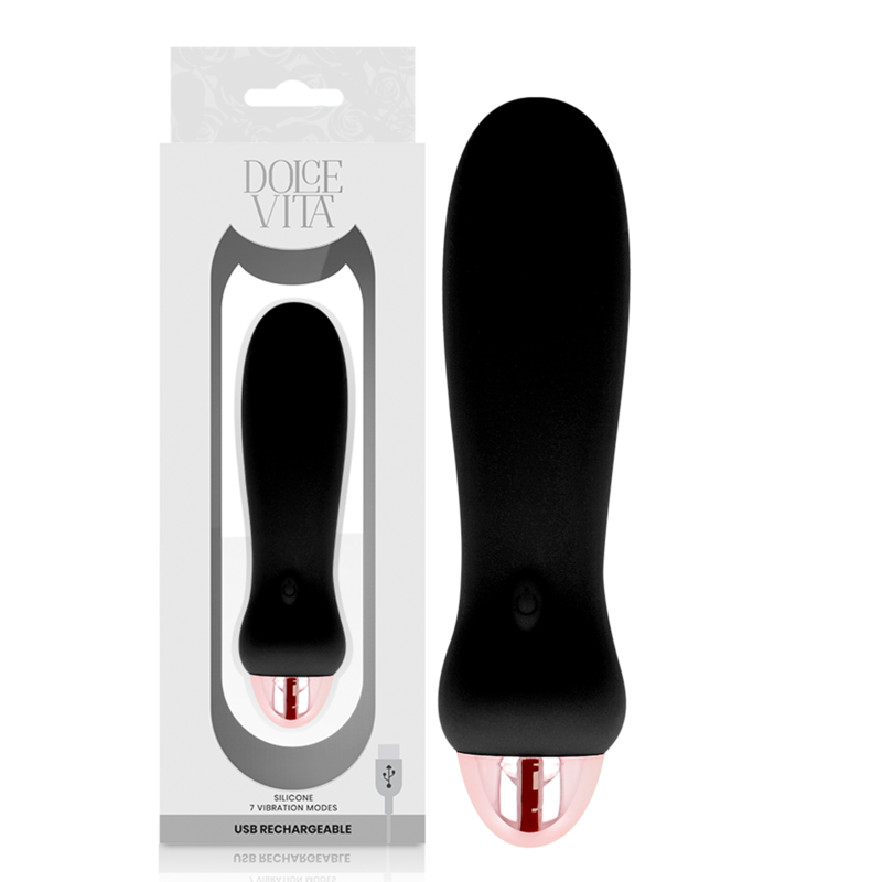 8435565929992 - DOLCE VITA - AUFLADBARER VIBRATOR FÜNF SCHWARZ 7 GESCHWINDIGKEITEN