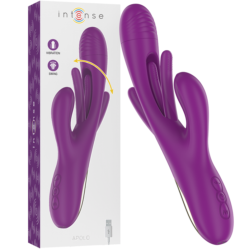 8435566047589 - INTENSE - APOLO WIEDERAUFLADBARER MULTIFUNKTIONSVIBRATOR 7 VIBRATIONEN MIT LILA SCHWINGENDER ZUNGE