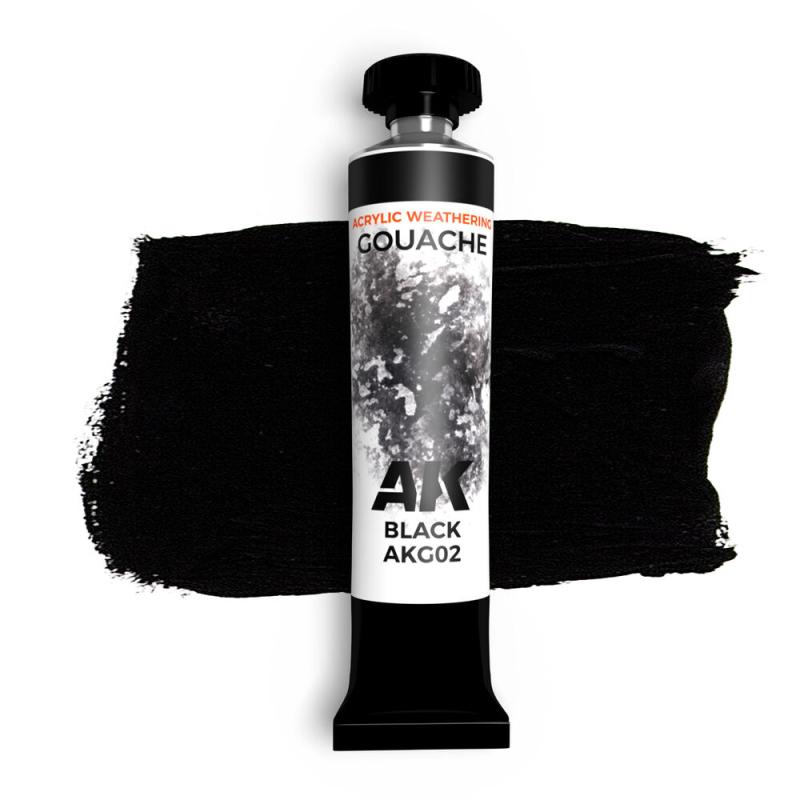 8435568344464 - BLACK - AK GOUACHE 20 ml