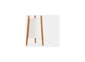 8435575323193 - Leds-c4 - Leds C4 Woody - Lámpara de Mesa E27 Madera Clara Natural y Textil Blanco