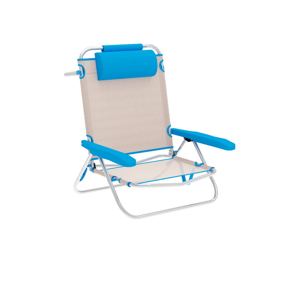 8435631901723 - Klappstuhl 5 Positionen Aluminium mit Kissen Beige Blau Strand und Pool 61X68X82 cm 10172 8435631901723 - Klappstuhl 5 Positionen Aluminium mit Kissen Beige Blau Strand und Pool 61X68X82 cm 10172