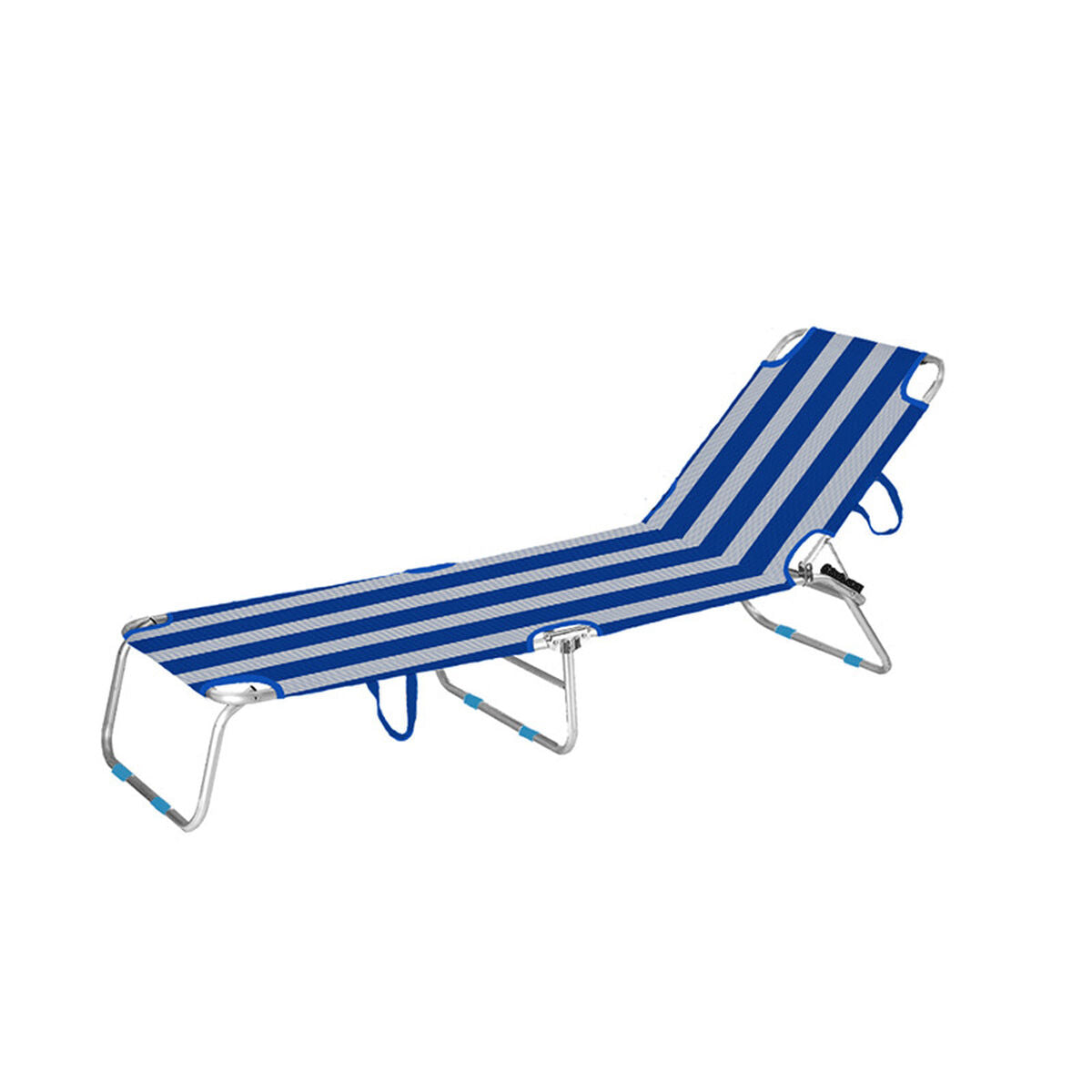 8435631903642 - Klappbarer Aluminium-Liegestuhl Gestreift Blau und Weiß Strand und Pool 187X58X24 cm 10364