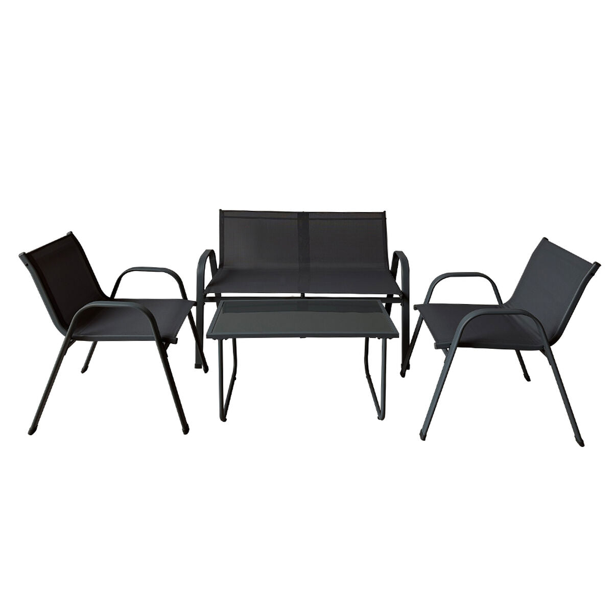 8435631904687 - Set Gartenmöbel Tisch und Stühle Schwarz Textilene 10468 8435631904687 - Set Gartenmöbel Tisch und Stühle Schwarz Textilene 10468