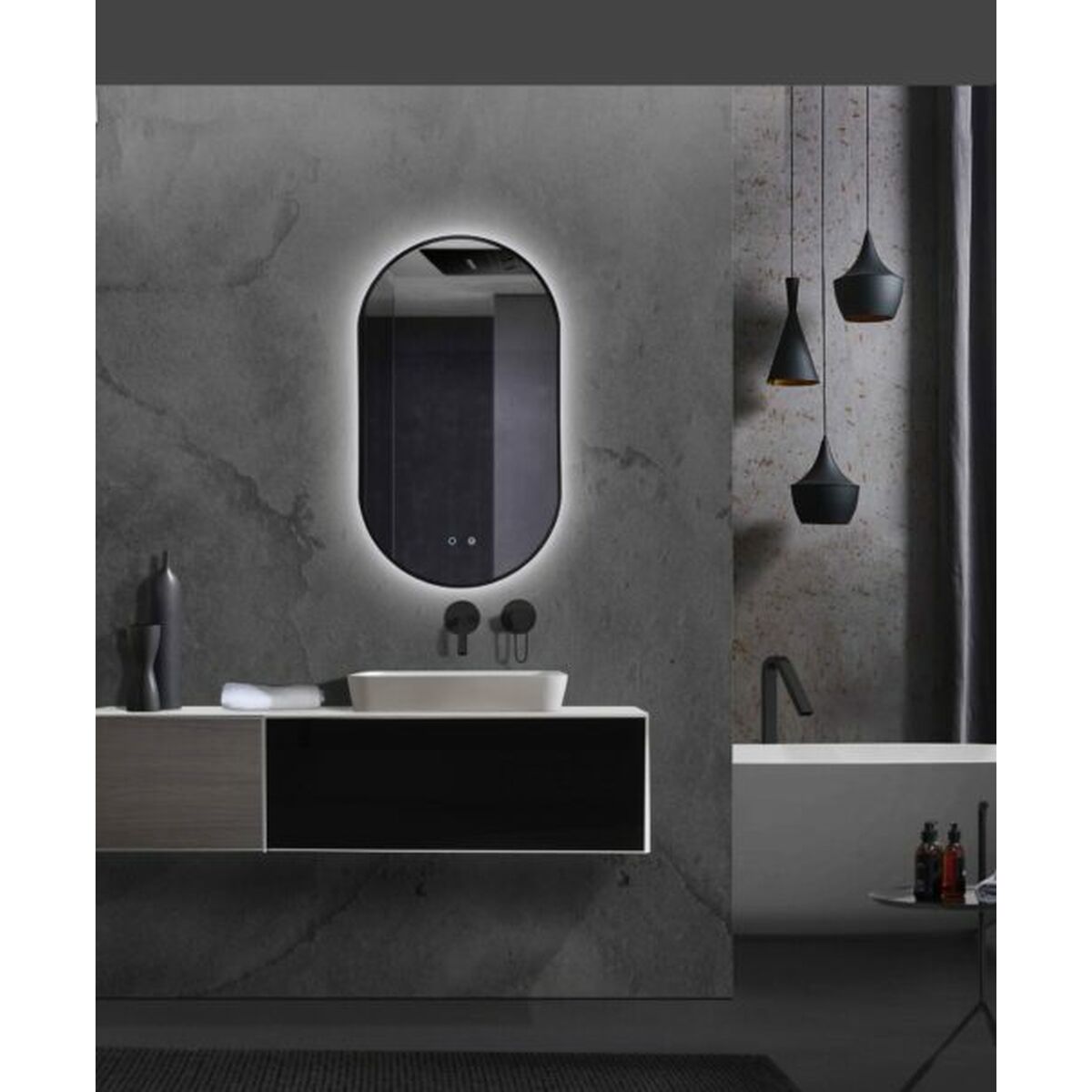 8435668022811 - Badezimmerspiegel mit LED-Licht TOKYO M TOKY022-90NG 90 x 50 cm 8435668022811 - Badezimmerspiegel mit LED-Licht TOKYO M TOKY022-90NG 90 x 50 cm