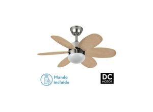 8435684304694 - Fabrilamp - dc Alves Deckenventilator 2xE27 Nickel 6 Flügel Buche Silber