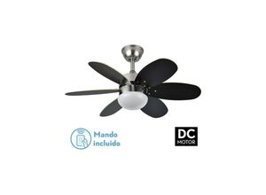 8435684304700 - Fabrilamp - dc Alves Deckenventilator 2xE27 Nickel 6 Flügel Wengue-Buche