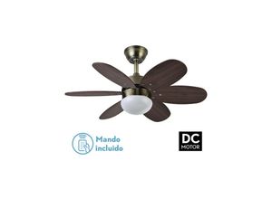 8435684304717 - Fabrilamp - Tatiana dc Deckenventilator 110 w Weiß dunkles Holz 3 Flügel