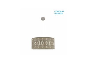8435684310190 - Fabrilamp - Katerina Anhänger 3xe27 Nickel graues Holz Regx60x60 cm