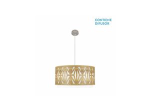 8435684310213 - Fabrilamp - Anhänger Katerina 3xe27 Nickel Helles Holz Regx60x60 cm