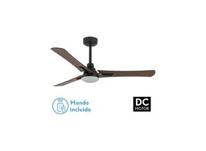 8435684314006 - Fabrilamp - dc Coro Deckenventilator 22 w Schwarz 3 Flügel aus Buchen- und Eichenholz