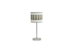 8435684320892 - Fabrilamp - Tischlampe Ivanna 1xe14 Nickel Weiß-Holz Grau 43x17x17 cm