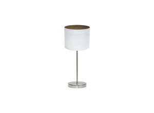 8435684324562 - Fabrilamp - Tischlampe Tatiana 1xe14 Nickel weiß-dunkles Holz 42x17x17 cm