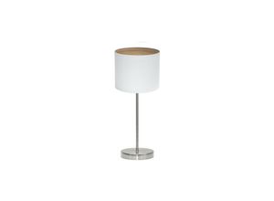 8435684324579 - Fabrilamp - Tischlampe Tatiana 1xe14 Nickel weiß-helles Holz 42x17x17 cm