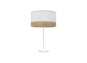 8435684326306 - Fabrilamp - Tischlampe High Olga 1xe27 Weiß weiß-helles Holz 62x30x30 cm