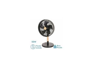 8435684338996 - Fabrilamp - Oszillierender 45-W-Tischventilator Falcon Schwarz Buche