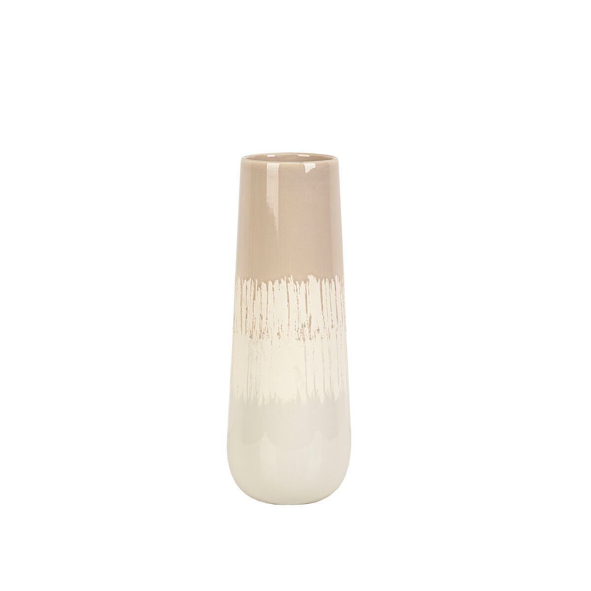 8435700800254 - Blumenvase Beige Grau aus Keramik 14 x 34 x 14 cm