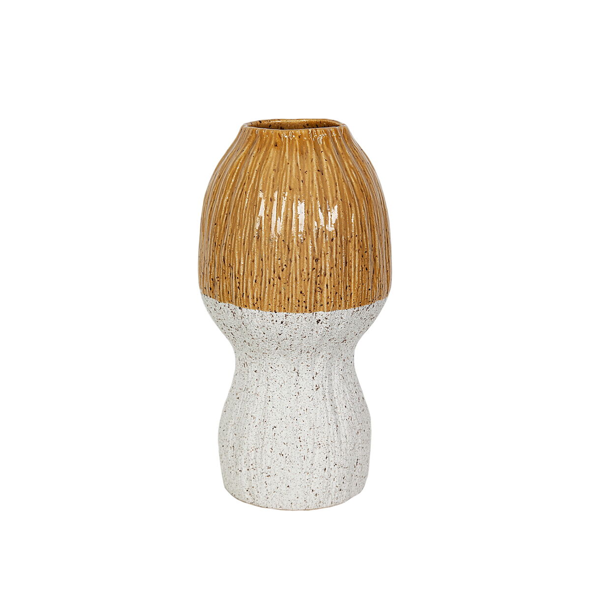 8435700810215 - Blumenvase Gelb Weiß aus Keramik 19 x 37 x 19 cm