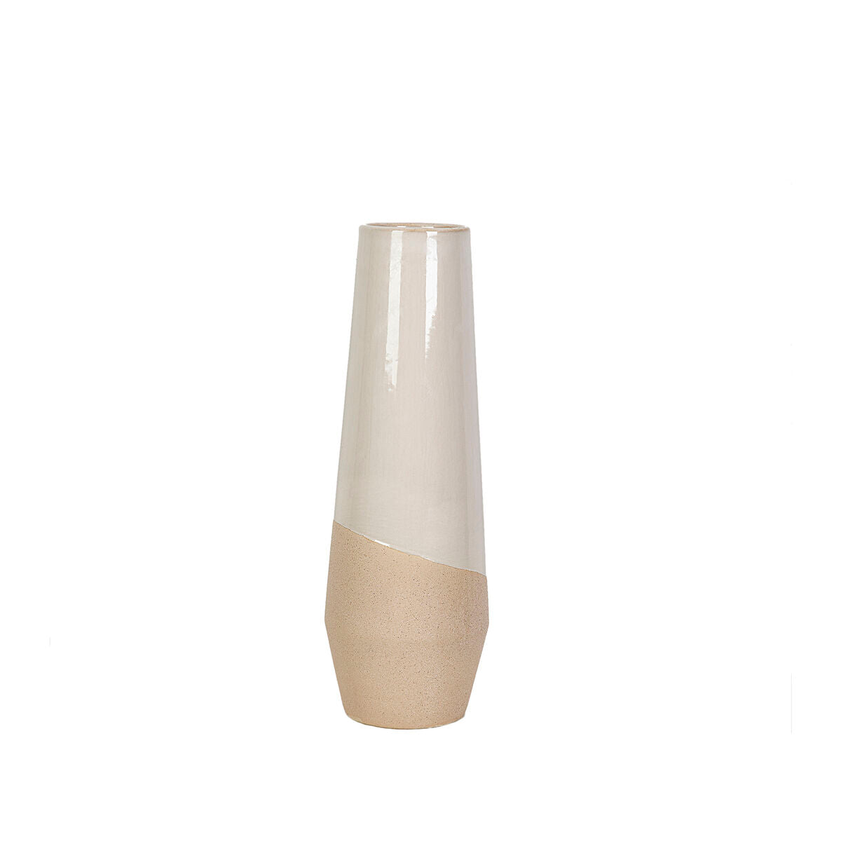 8435700811304 - Blumenvase Weiß Beige aus Keramik 15 x 45 x 15 cm