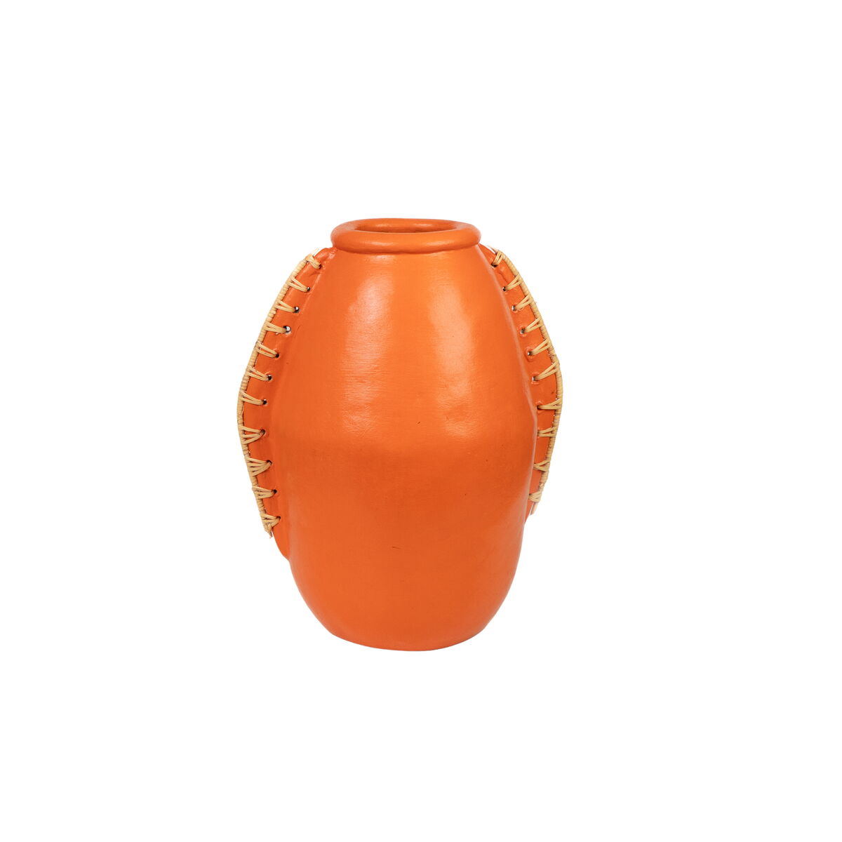 8435700832170 - Blumenvase Orange natürlich aus Keramik Rattan 22 x 35 x 25 cm