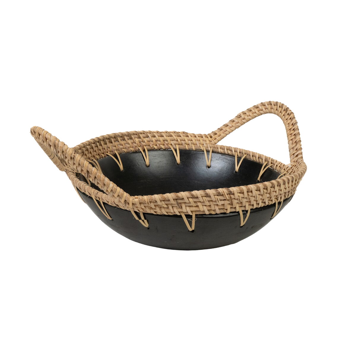 8435700832323 - Tischdekoration Schwarz natürlich aus Keramik Rattan 25 x 10 x 30 cm 30 x 10 x 25 cm