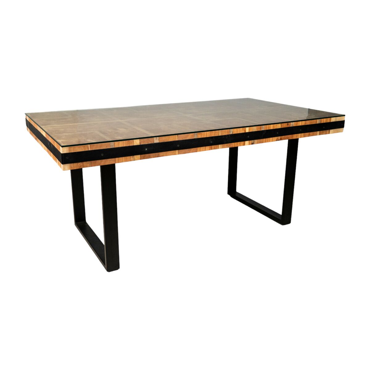 8435700834655 - Tisch Schwarz natürlich Recyceltes Holz 180 x 77 x 100 cm