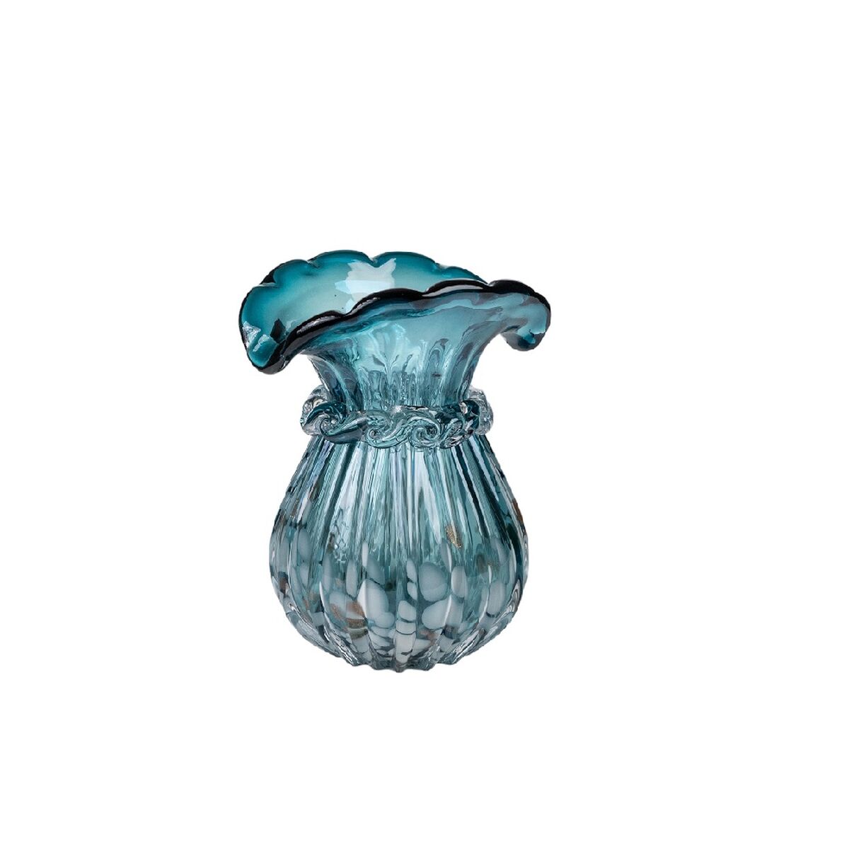 8435700840250 - Blumenvase türkis Glas 14 x 20 x 14 cm