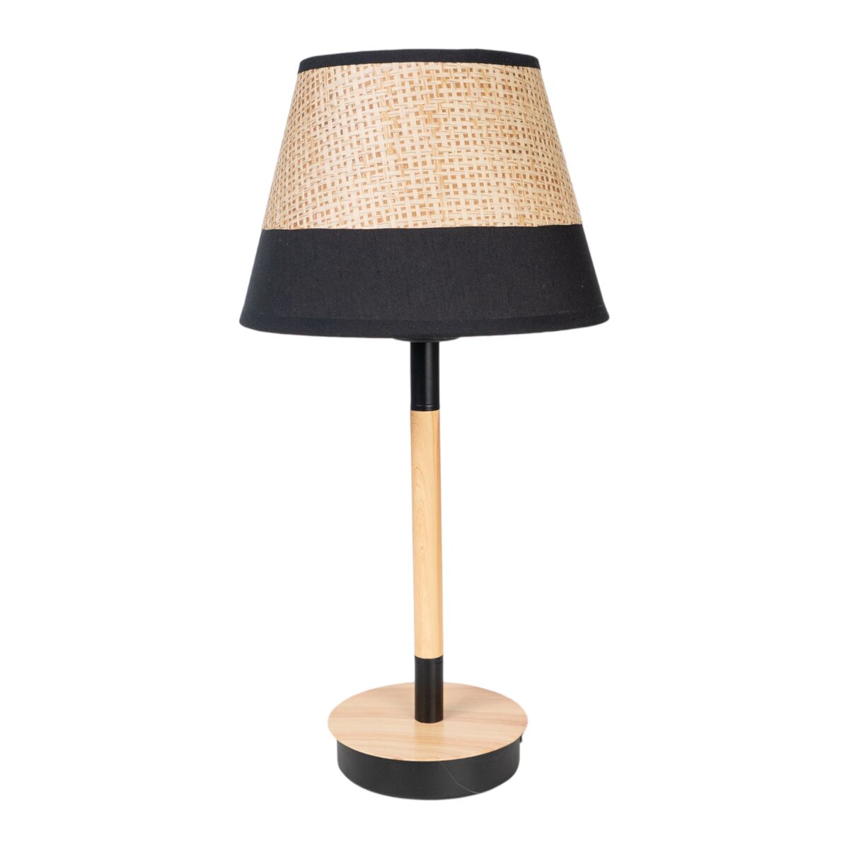 8435700842742 - Tischlampe Schwarz Beige Holz korb 23 x 44 x 23 cm